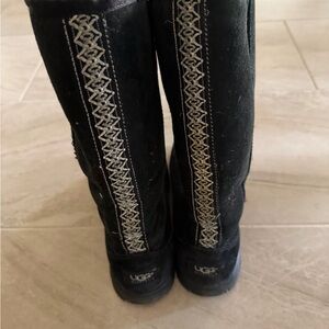 UGG Black Boots with Detailed Stitching